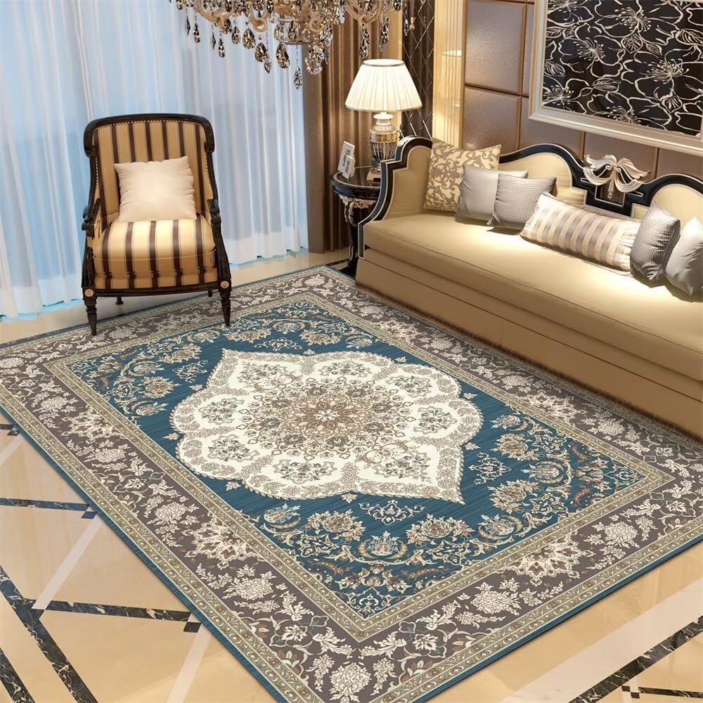 Tapis descente de lit tapis bleu salon rectangulaire 200X300CM grand format