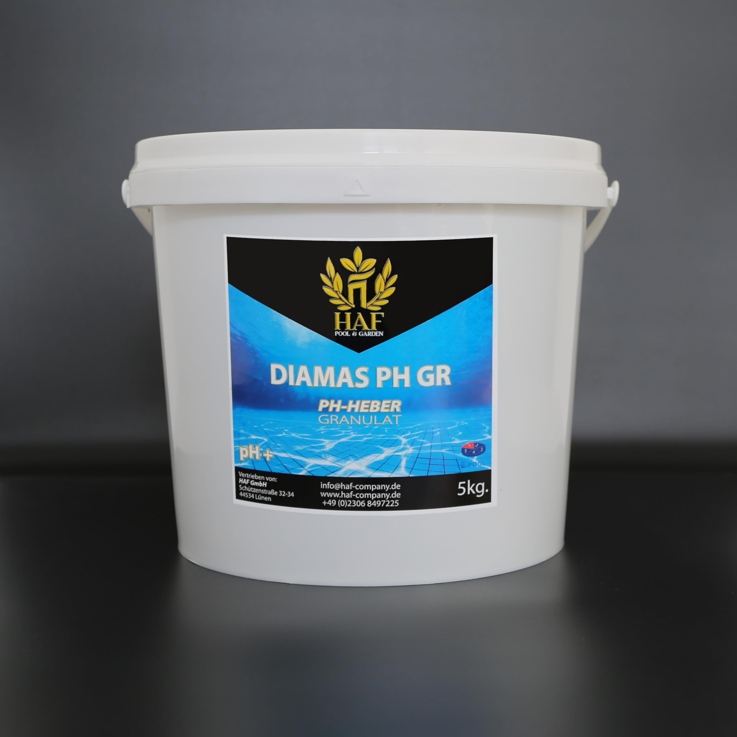HAF® Podnośnik pH / pH Plus granulat 10 kg – do szybkiego i niezawodnego podnoszenia i regulacji wartości pH w basenie, basenie i jacuzzi – jakość: Made in Europe – ilość: 2 x 5 kg