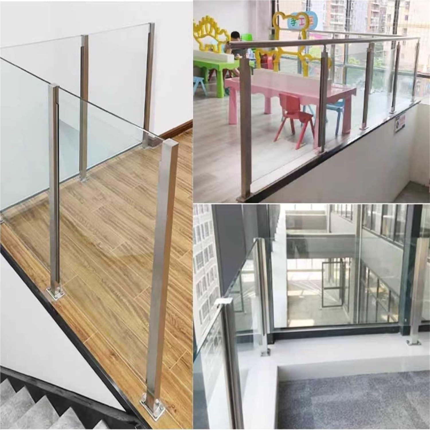 Stainless Steel Railing Column for Balconies, Decks & Corridors - 95cm Vitreous Glass Balustrade Post, Durable & Stylish Outdoor Barriers
