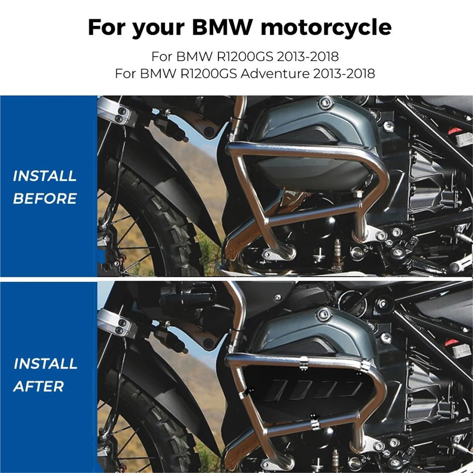 Osłona ochronna chłodnicy Gmole zabezpieczające cylinder ze stali nierdzewnej pasujące do BMW R1200GS LC R1200GSA ADV 1200GS R1200 2013-2017 Osłona chłodnicy(Black)