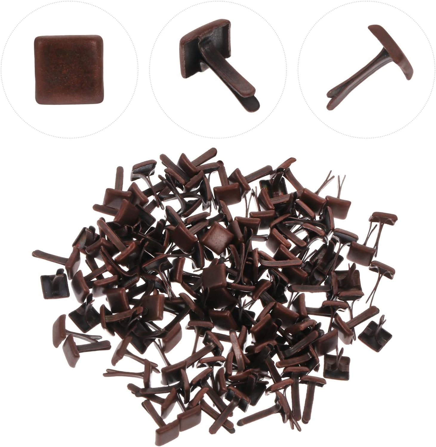 EXCEART 300pcs Paper Fasteners Brads Mini Round Metal Brads Two- Jaw Square Studs Square Stud Rivets for Scrapbooking Crafts DIY Projects