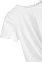 Vista 3 de MakeMeChic - Camiseta ombliguera para mujeres, de manga corta con nudo frontal, para verano, unicolor