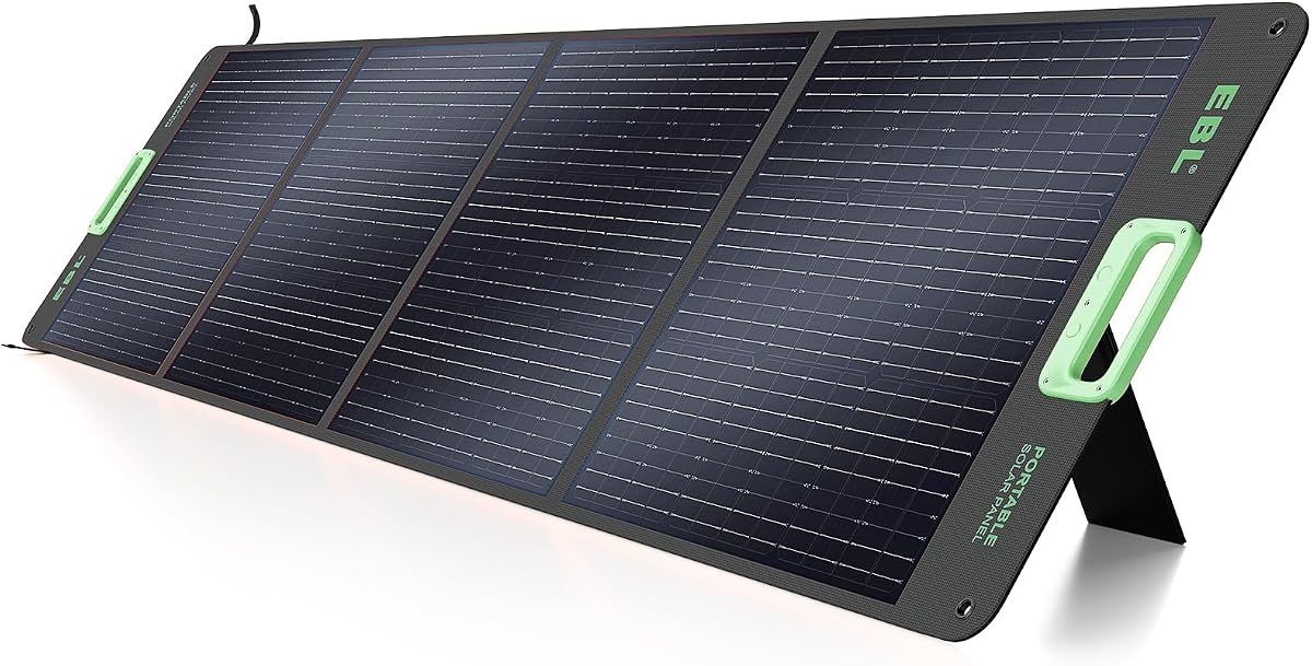 Panel solar portátil de 200 W Panel de energía solar de alta eficiencia | Para vehículos recreativos, campamentos, aplicaciones marinas y fuera de la red, solución de carga solar resistente a la intemperie