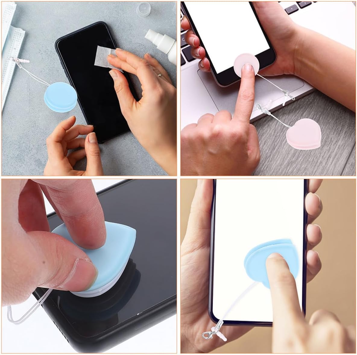 Outanaya 4pcs Lens Cleaner Soft Microfiber Screen Cleaners for Phones Glasses and Camera Lenses Portable Eye Glass Cleaning Cloths Heart Designs