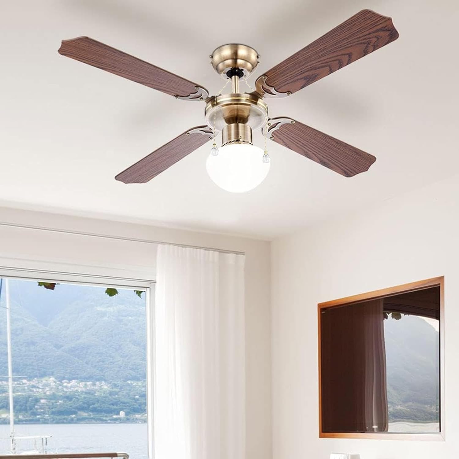 2 Pcs Ceiling Fan Pull Chain Ornaments 12 Inches Light Pull Beaded Chains with Clear Acrylic Prism Ball Pendant Decorative Extension with Connector(Gold)
