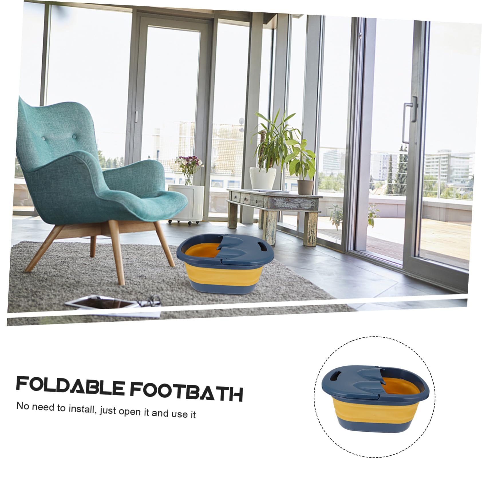 Hohopeti Cubeta Plegable para Remojo de Pies con Masaje Acupuntura Soporte Estable para Uso Doméstico Familia y Color Azul Profundo