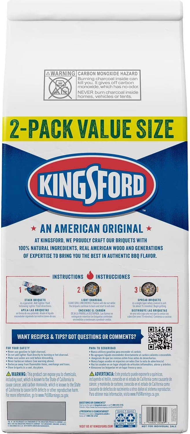 Original Charcoal Briquettes, 2 Pack - 20 lb. Bags (40 lbs. Total) – BBQ Charcoal for Grilling and Smoking – 100% Natural Ingredients with Sure Fire Grooves