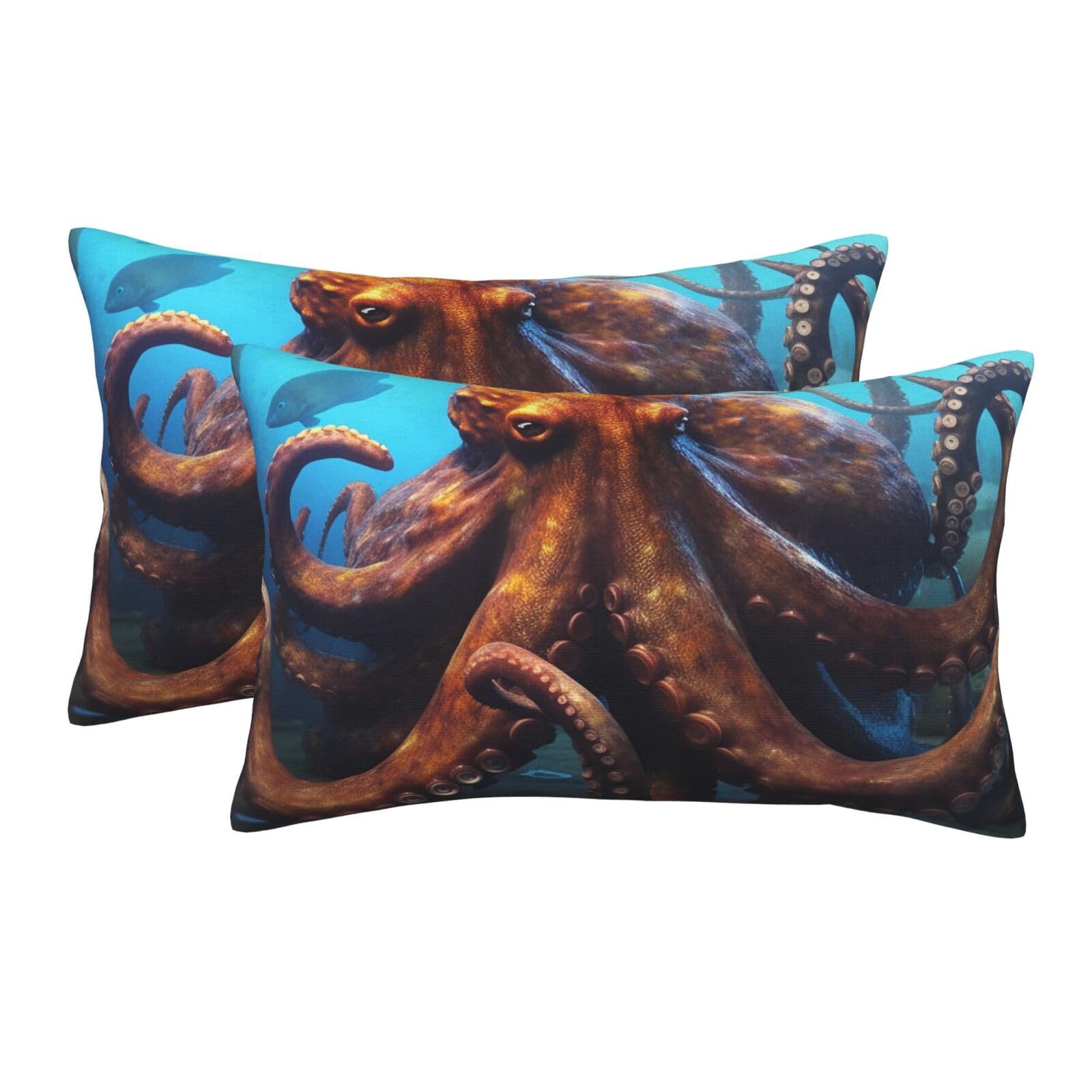 2 Pack Pillow Cases with Hidden Zipper, Soft Breathable Pillow Covers for Hair and Skin, Huge Octopus Pillowcases 20"x30" Bed Pillow Protectors Cover for Sleeping Gifts