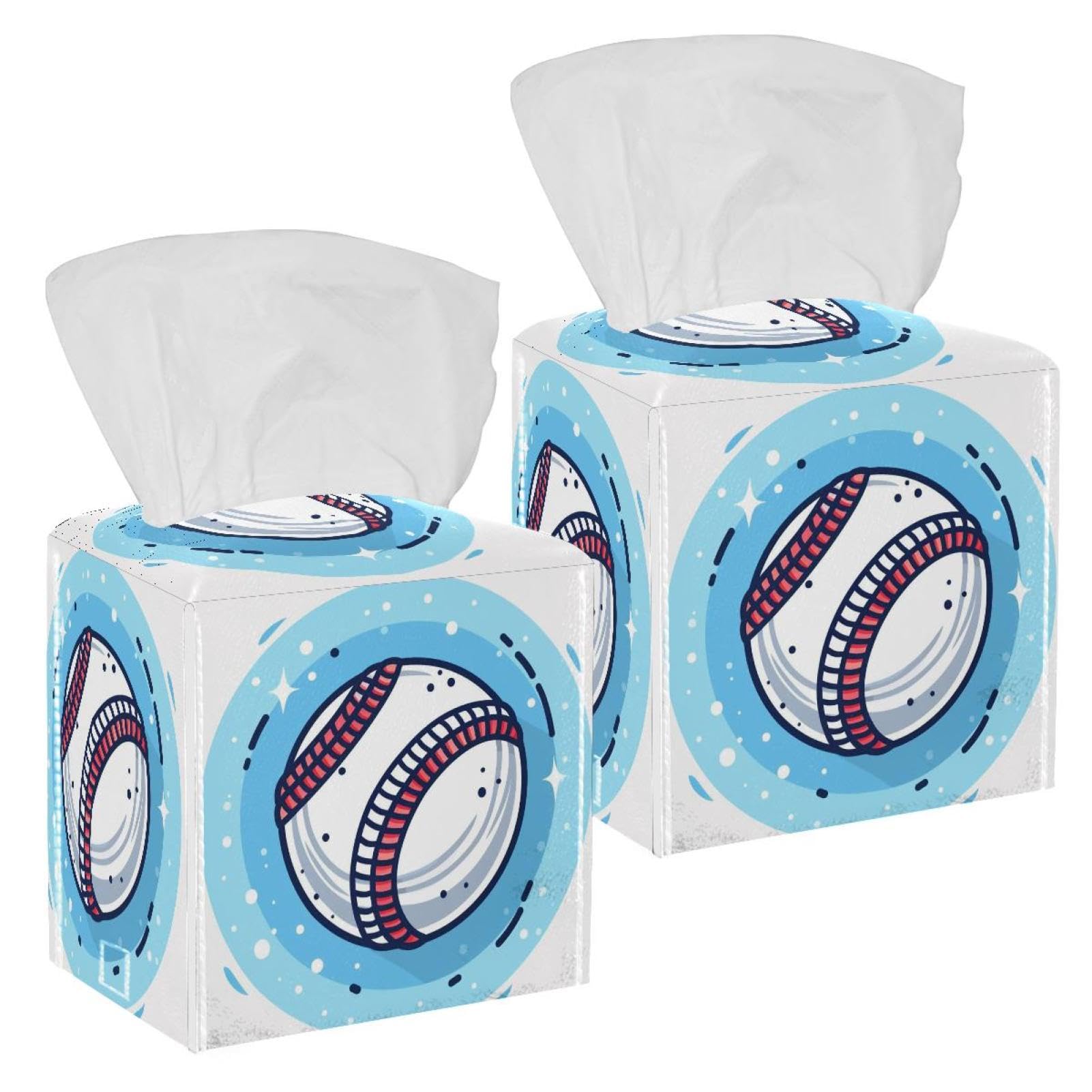 Boîte à mouchoirs en cuir baseball (lot de 2) - Organiseur de table