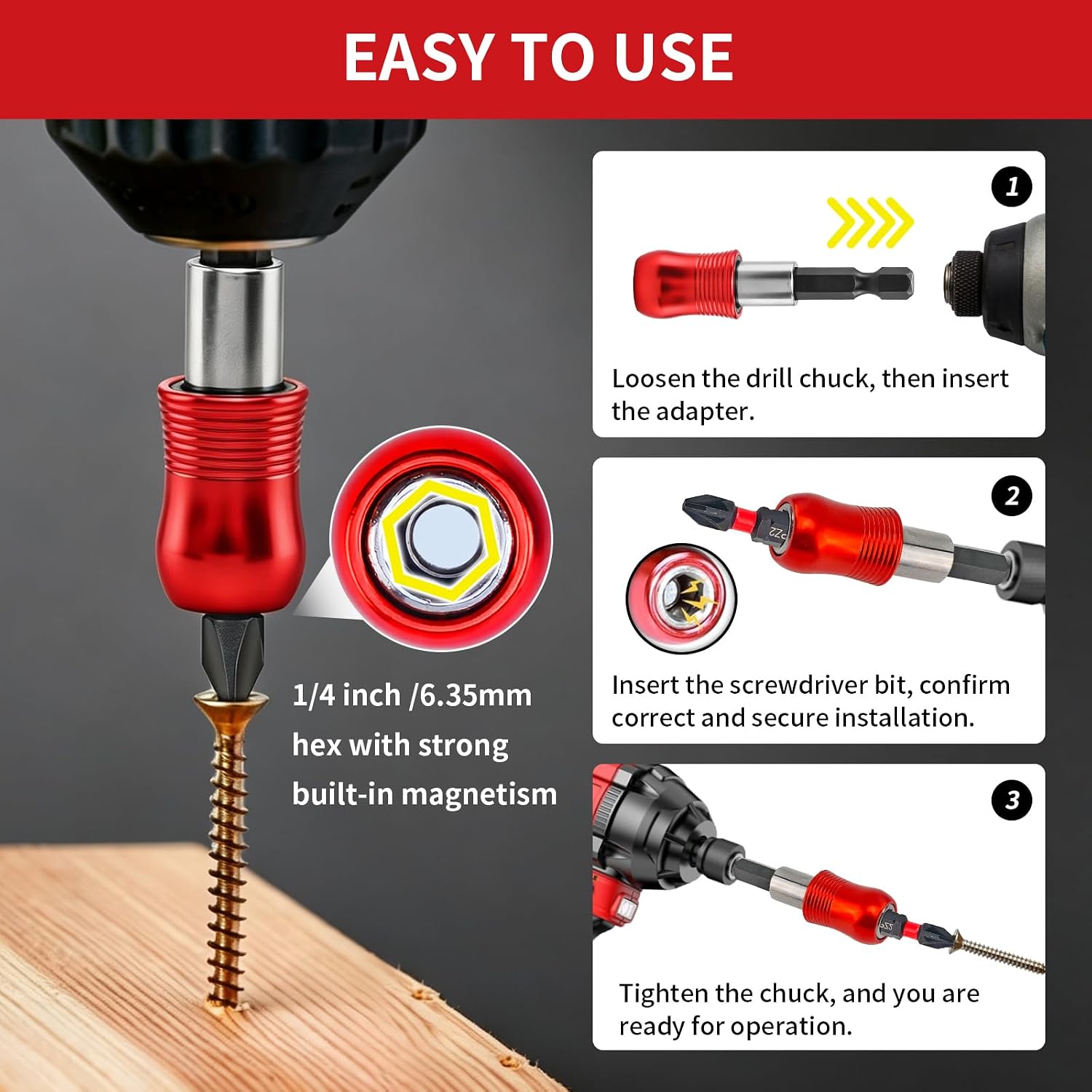 40PCS impact screwdriver bit set Phillips, Slotted and Torx, S2 steel，Magenetic Nut Driver Set for Impact Drills and Premium Deep Drivers,Retractable Bit Holder and 1/4'' Quick Chang image 4