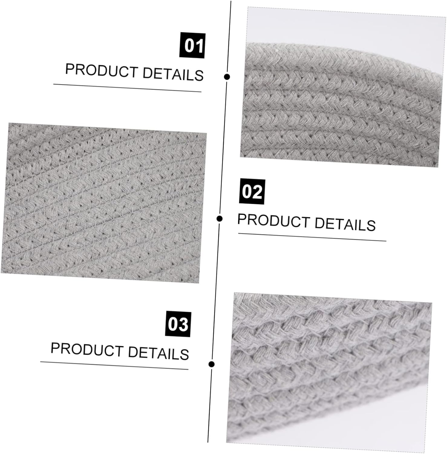 Cabilock 3Pcs Cotton Rope Storage Basket Woven Organizer Bins for Nursery Bathroom and Storage Easy to Clean Natural Material Baskets