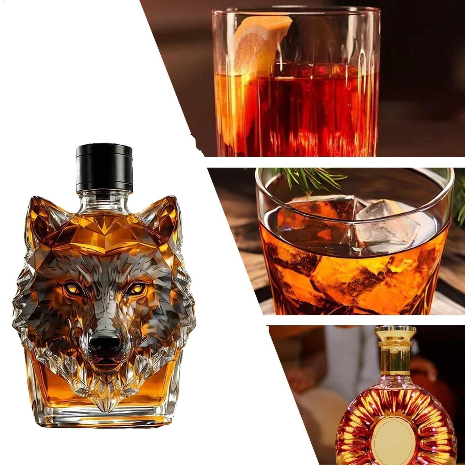 karafka, Szklana karafka do whisky w kształcie zwierząt, zabawna butelka, piękne grawerowane szklane figurki, eleganckie akcesoria domowego baru(Deer)