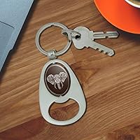Vista 3 de GRAPHICS & MORE White African Elephant Tribal Keychain Chrome Metal Spinning Oval Bottle Opener