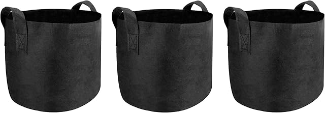 Maison & White Plant Grow Bags 3 Pack | 10 Gallon Breathable Nonwoven Fabric Soft Sided Aerating Growing Pots | Garden Potato Fruit Vegetable & Flower Planter Bags | M&W