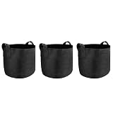 Maison & White 3 Plant Grow Bags, Non Woven Fabric, Black, Large