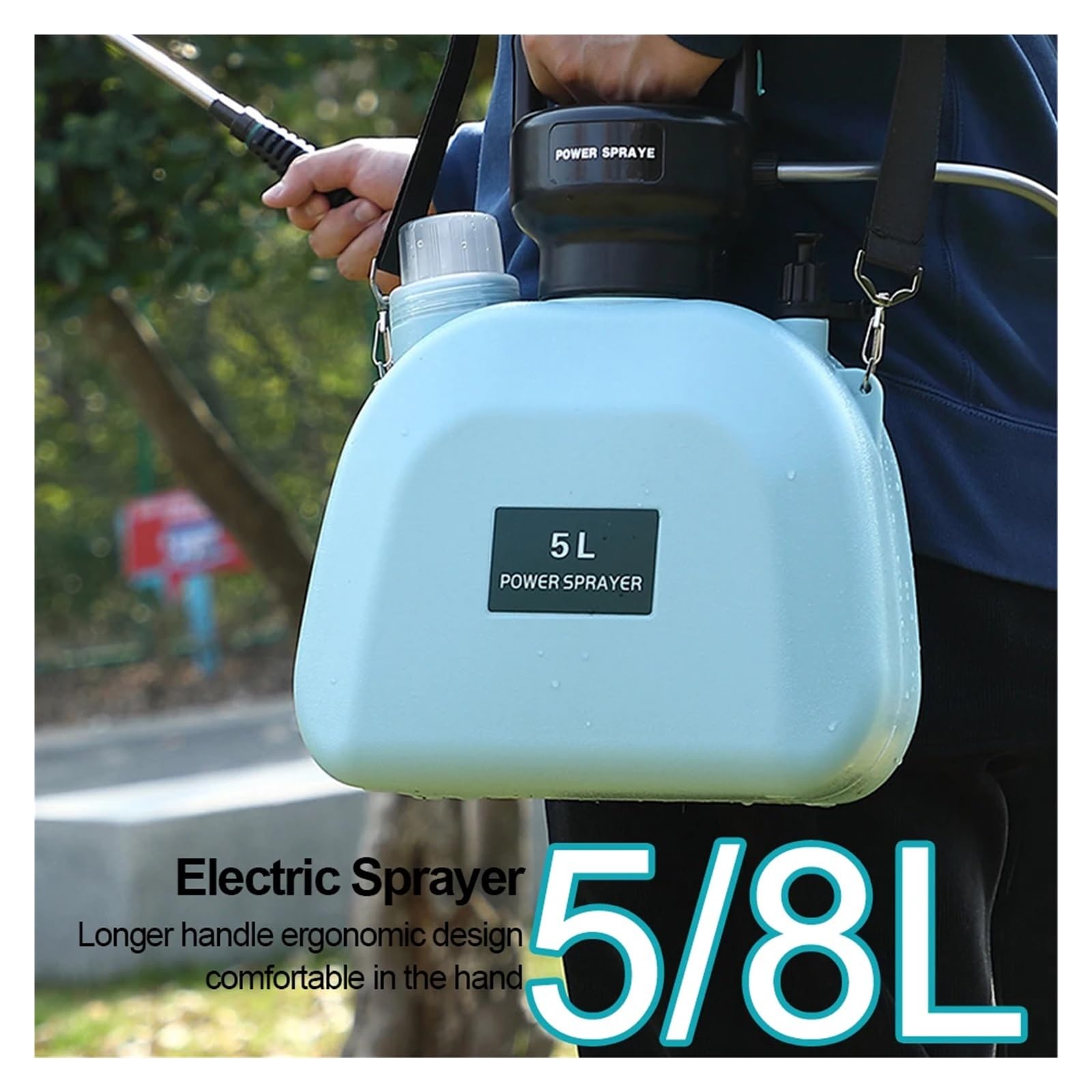 Spruzzatore elettrico, Spruzzatore elettrico con irrigatore da 5 litri, annaffiatoio for attrezzi agricoli, spruzzatore d'acqua nebulizzato bottiglia di irrigazione ricaricabile USB(Blauw)