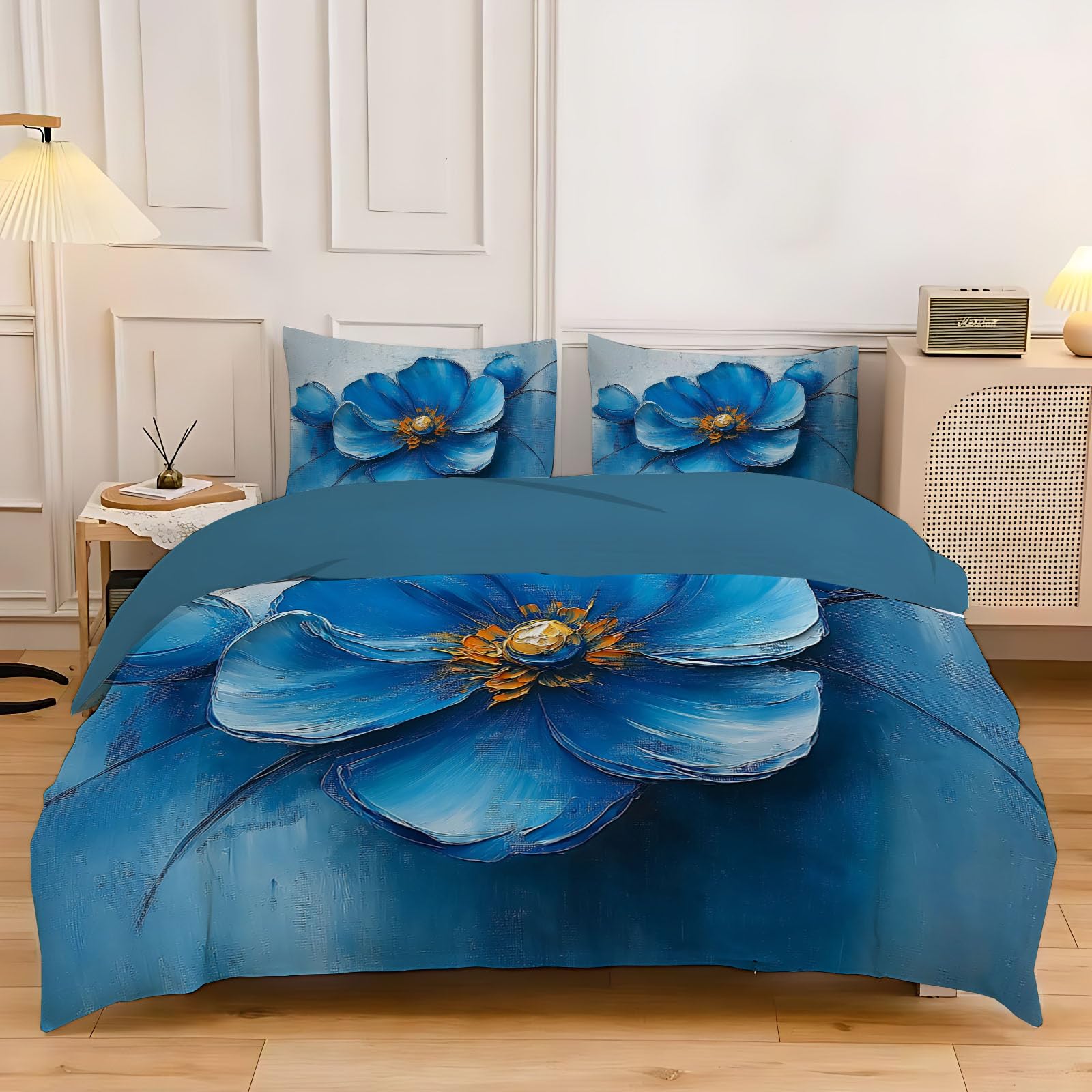 Parure de lit 2 personnes microfibres 220x240 cm avec 2 taies 65x65 cm design carpes koi art vintage