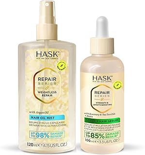HASK Weightless Repair Hair Oil Mist & Strength & Length Boosting Scalp and Hair Serum - Repairs Damage, Adds Shine & Mois...