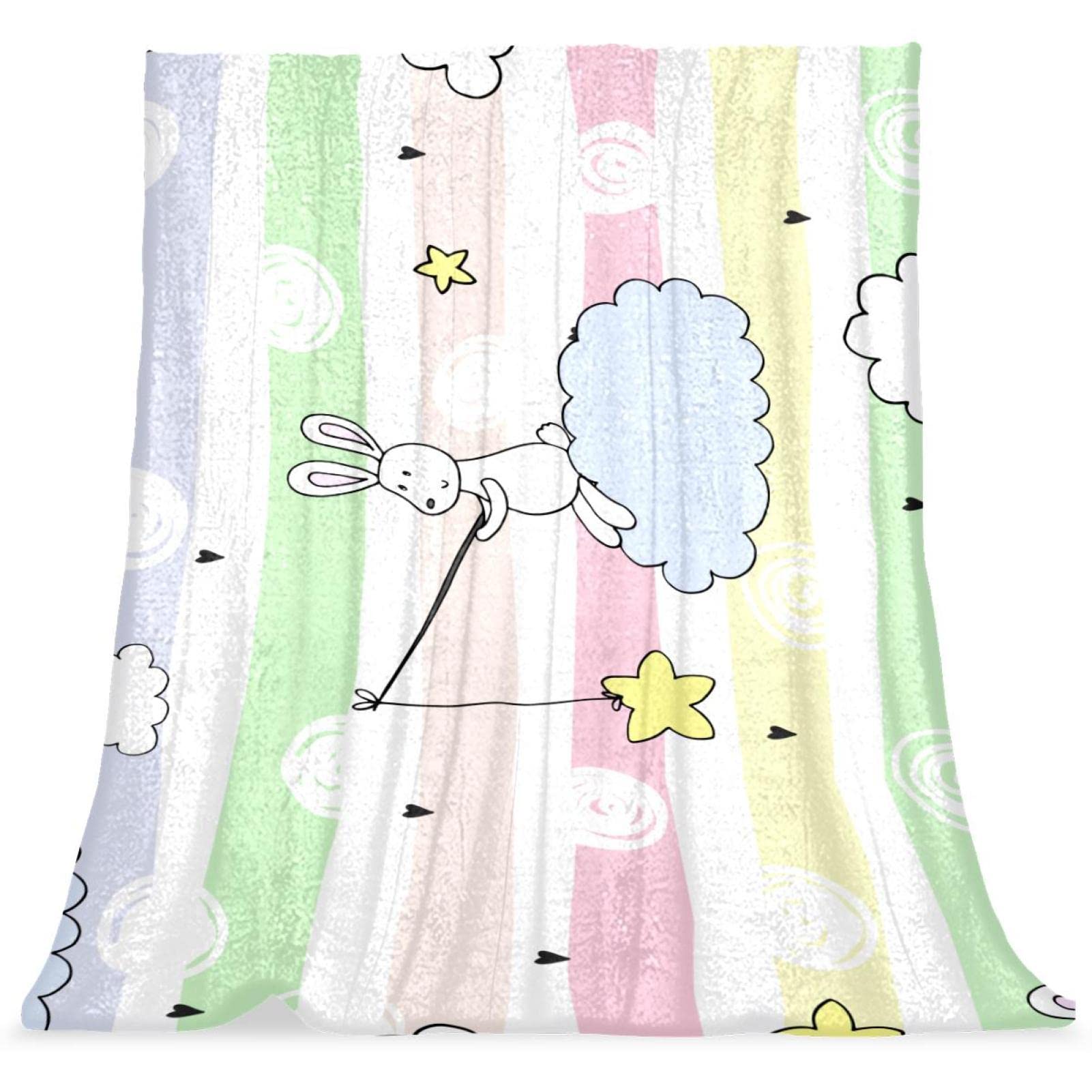 Couvertures en microfibre anti-froid et ultra légères à motifs lapin pour enfants et adultes