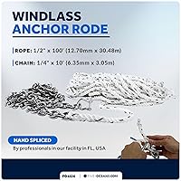 Vista 2 de Five Oceans Windlass Anchor Rode y cadena, cuerda de anclaje empalmada a mano y kit de cadena, cuerda de nailon de 3 hebras, cadena de acero