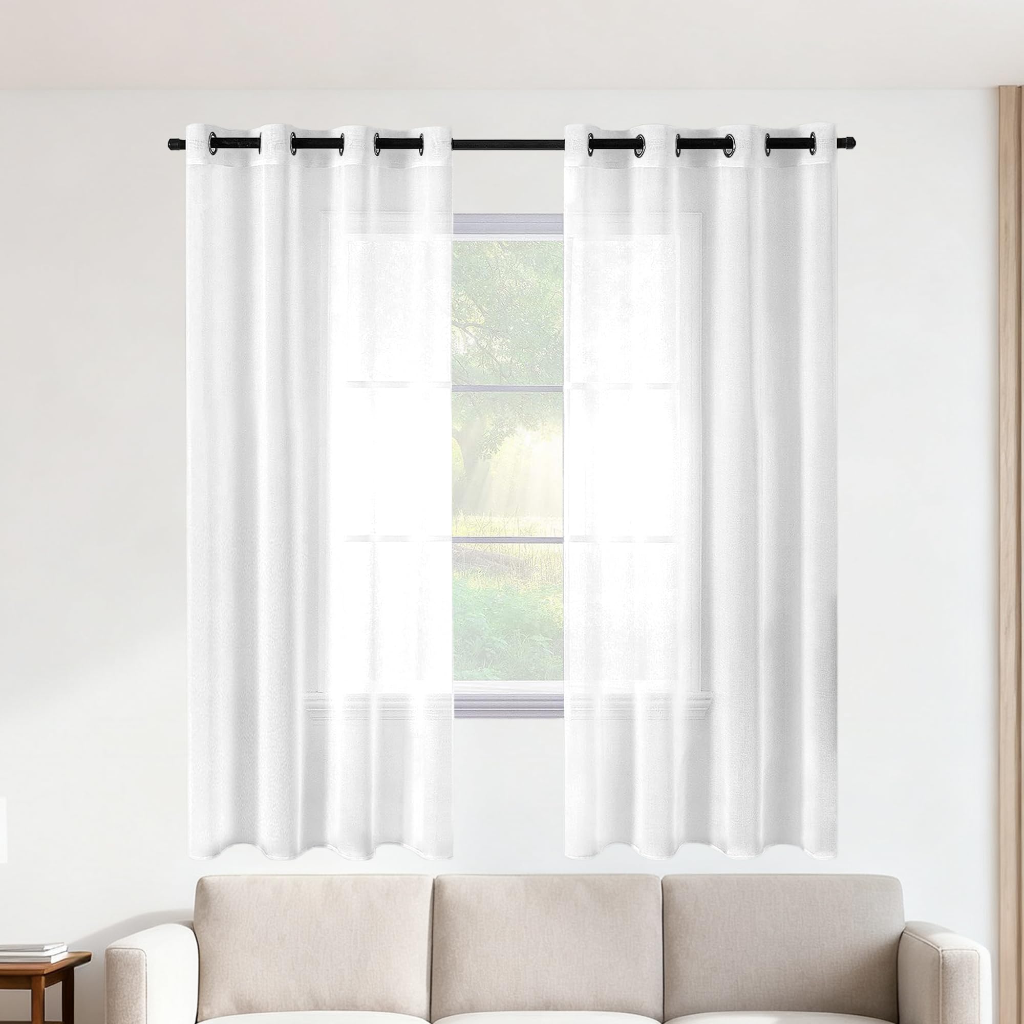Firana Gotowa Woalowa 620 x 95 cm Na Przelotkach Firana Gotowa Woalowa Prosta Elegancka Klasyczna, Do Sypialni Salonu Kuchni Pokoju Dziennego, Biały