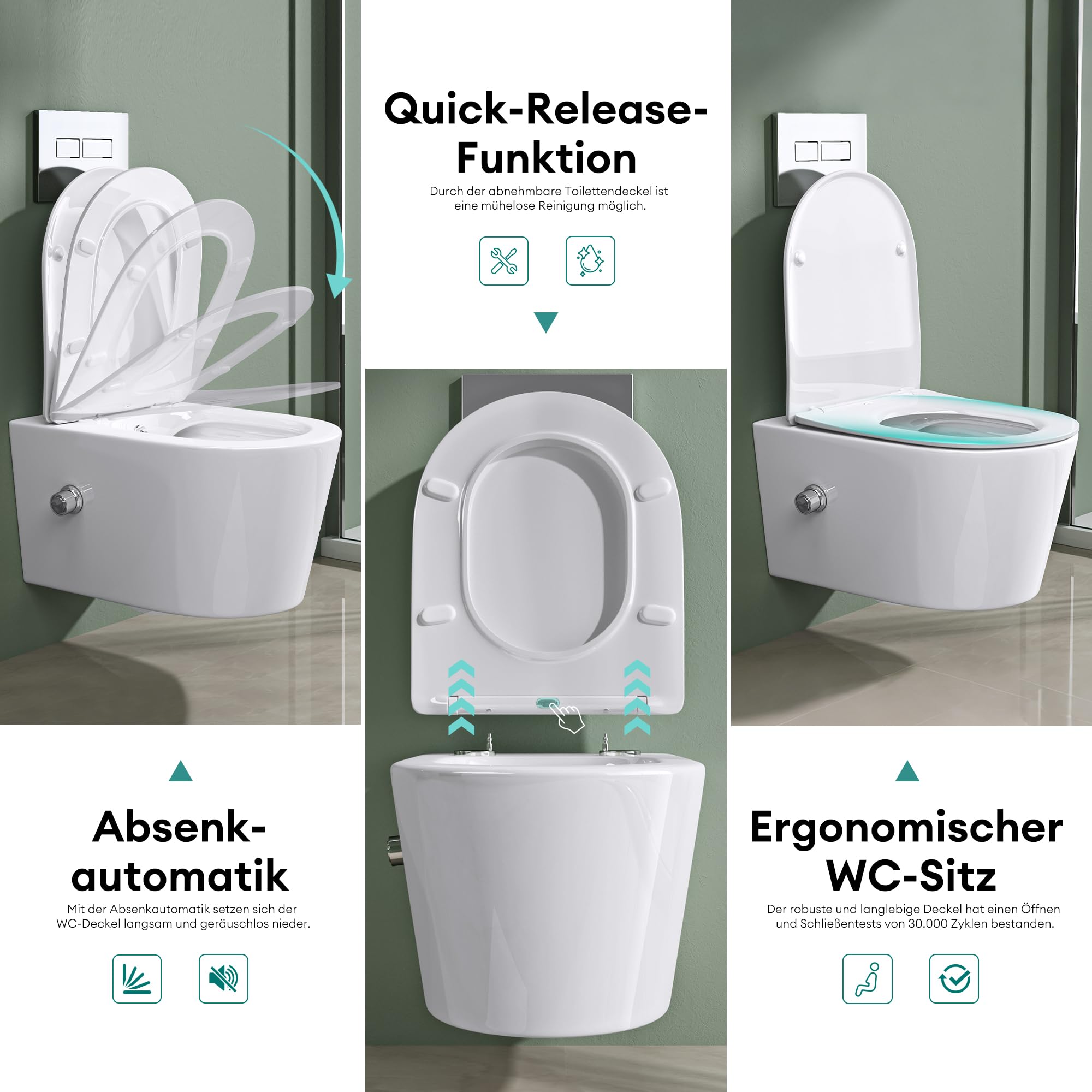 Mai & Mai Hänge WC mit Bidet-Funktion aus Sanitärkeramik 36x53,5x36,5cm