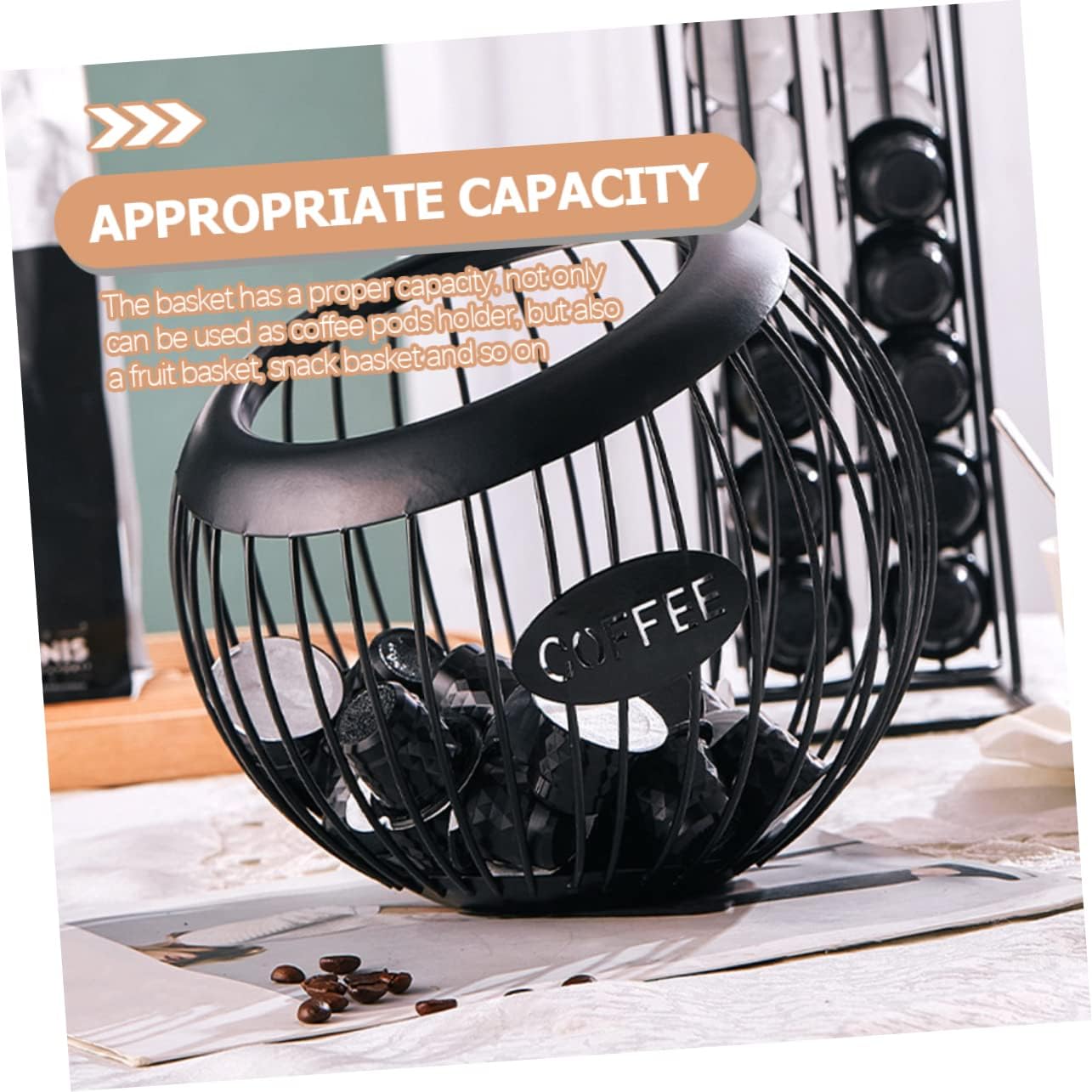 Elegant European Style Fruit Basket Coffee Pod Storage Holder Countertop Organizer