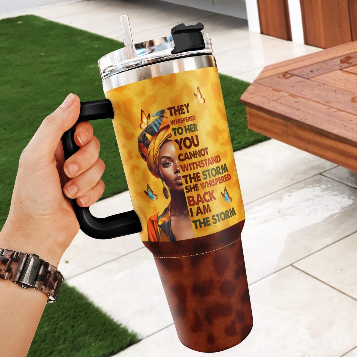 Sistabag - Coffee Tumbler For Black Women - Birthday, Mother's Day, Christmas Gifts For Women, Pride Tumbler For Woman (They Whispered To Her, 40 Oz) - Image 3