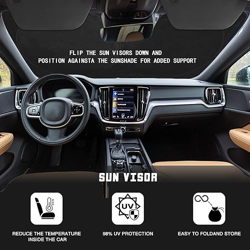 Miniatura 4 de xbrtaia Parasol para parabrisas de SUV camioneta o camioneta 634 x 318 pulgadas color rojo para parabrisas delantero protector de visera de sol