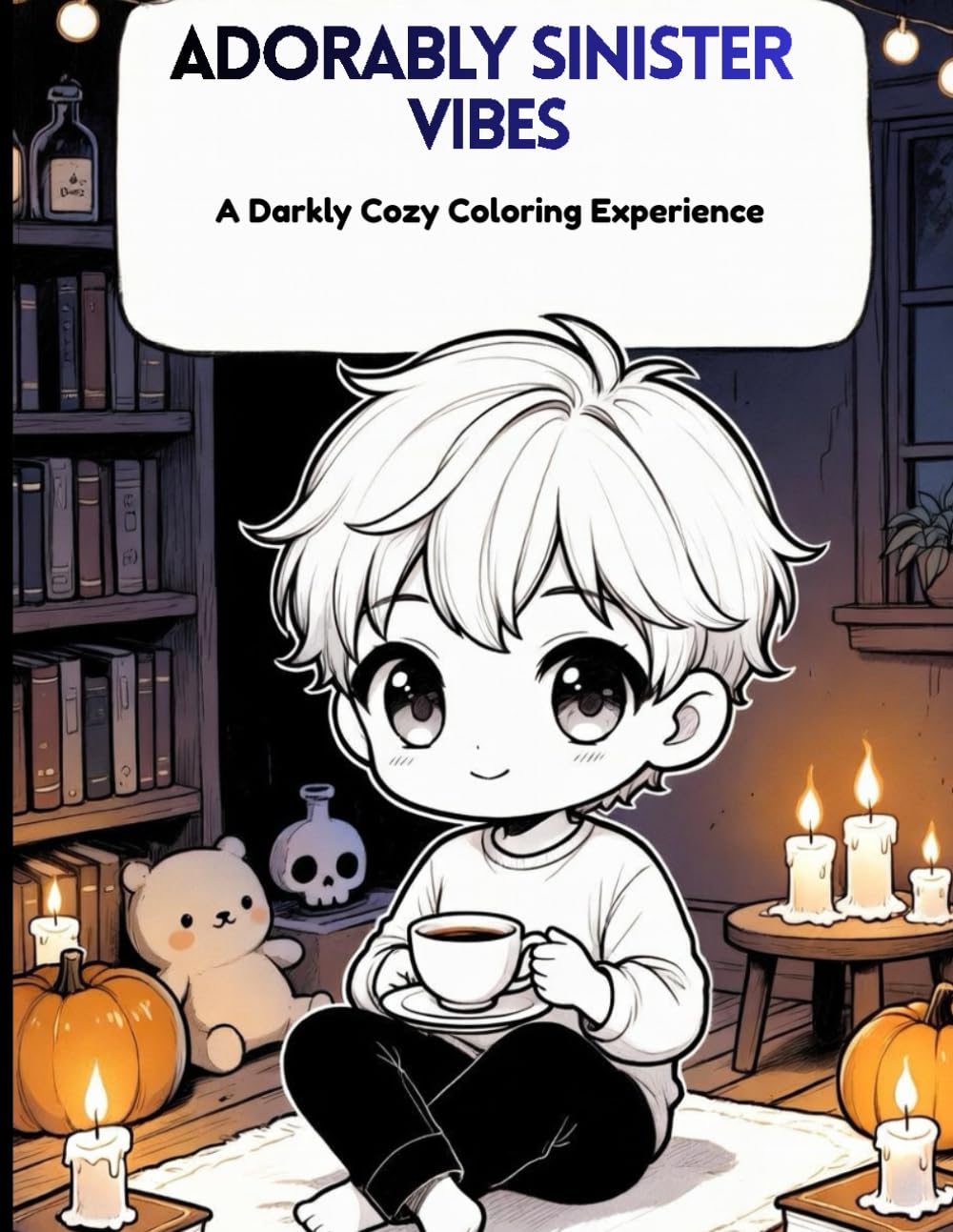 Cozy Creepy Coloring Book: Cute, Cozy & Dark-Aesthetic Pages for Stress Relief and Relaxation