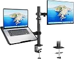 Redbat Arme pour ordinateur portable/notebook jusqu'à 17 inch, Arme portable réglable en hauteur pour le poids de bureau jusqu'à 22lbs, Support pour ordinateur portable avec 2 Options de montage, VESA 75/100 pour moniteur 13-32 pouces, noir