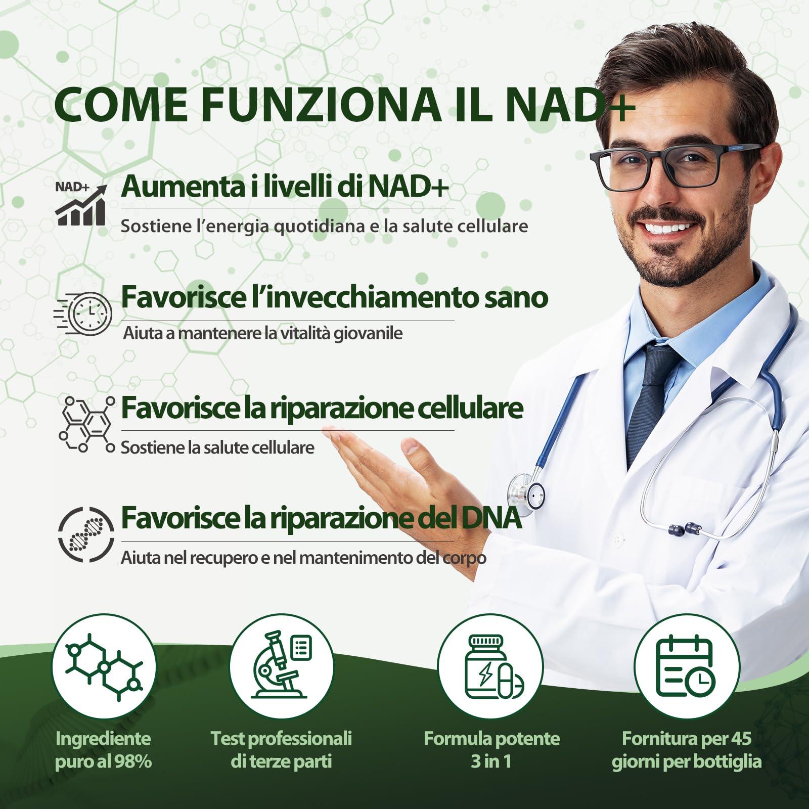 NAD+ Integratore – 900 mg per Dose | Formula Avanzata con Capsule Vegetali | 100 Capsule