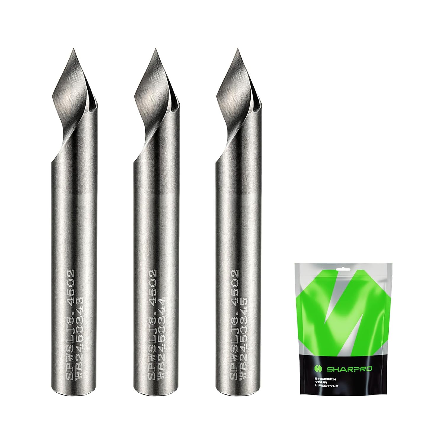 Chamfer Router Bits V Groove O Flute 45° 1/4 in Shank Carbide V-bit