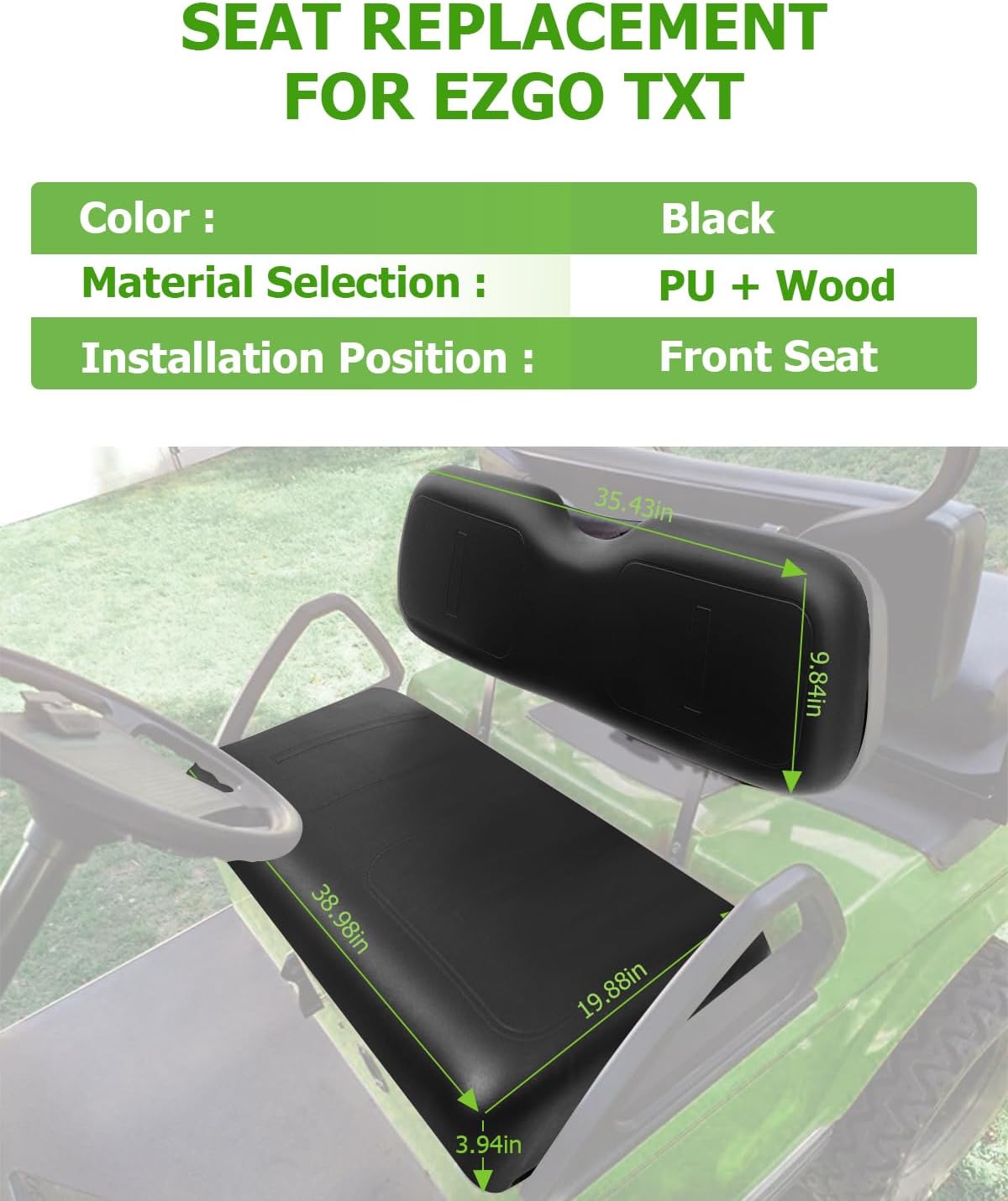 SCITOO Replacement Cushions for Golf Cart Front Seat, Golf Cart Cushion Seat for EZGO TXT