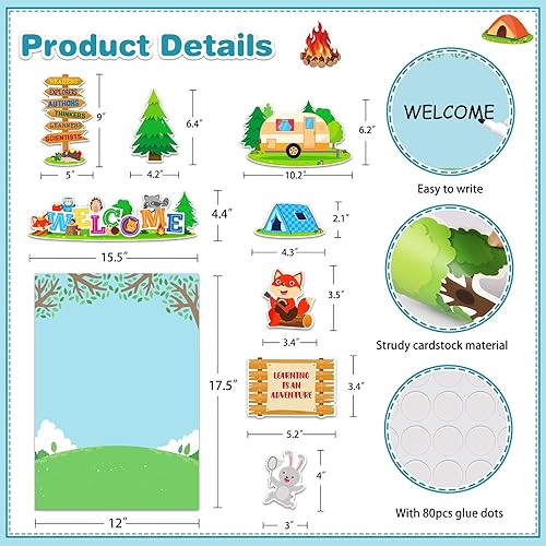 Miniatura 7 de WhatSign Decoración de tablón de anuncios para el aula, recortes de bosque, animales, amigos, decoración de aula, recortes de bienvenida, camping,