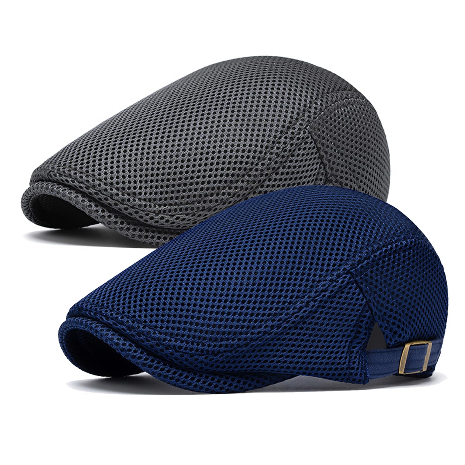meioro Mens Breathable Mesh Summer Hat Adjustable Flat Cap Newsboy Beret Ivy Cap Irish Cabbie Fishing Hats