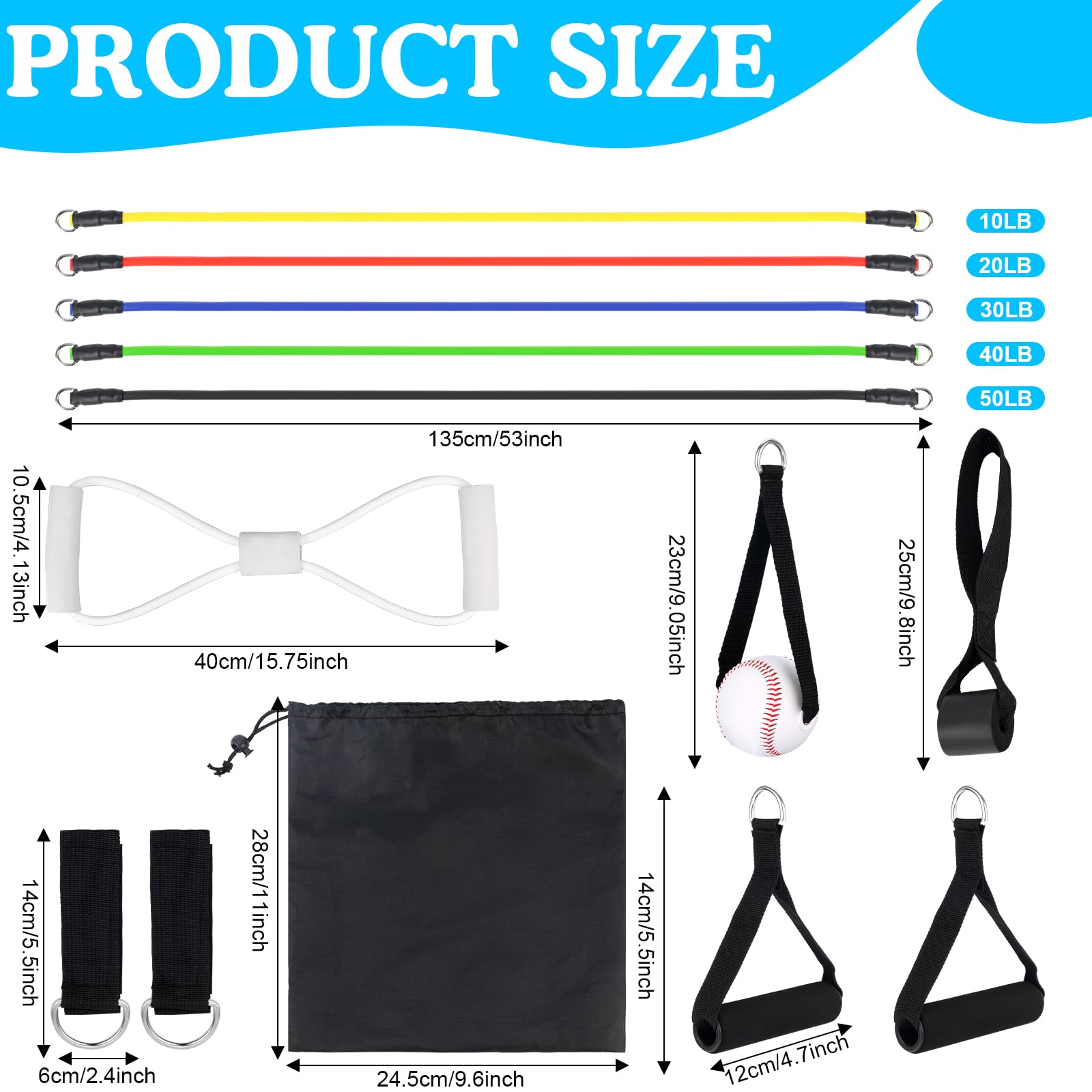 17 Pcs Baseball Resistance Bands Baseball Training Equipment Softball Training Aid Arm Trainer with Interchangeable Grips Pitchers Build Arm Strength Accessories for Baseball Players Training Warm-Up