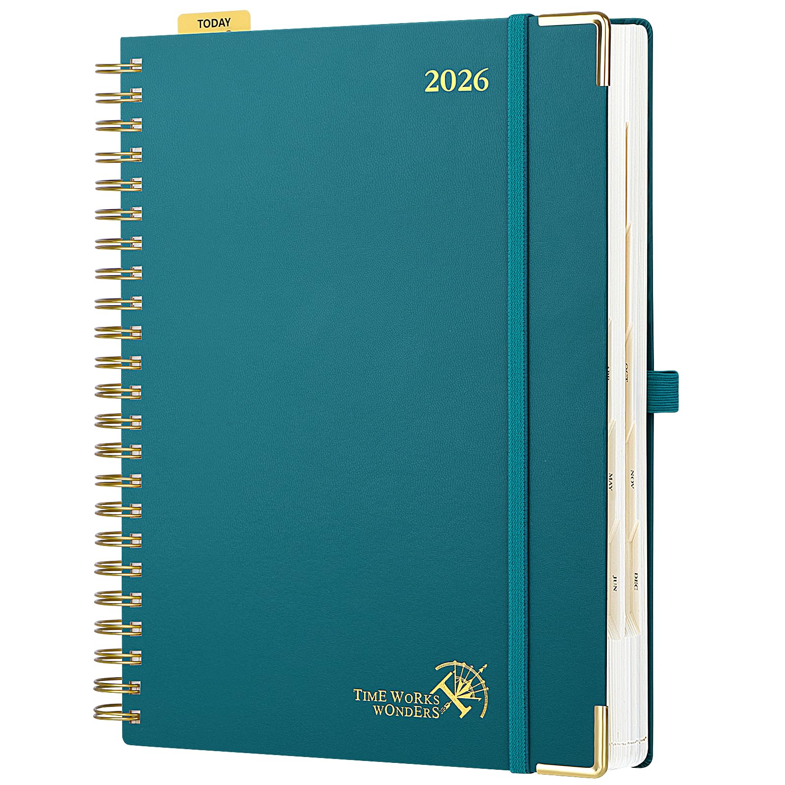 POPRUN Agenda 2026 Dia Por Pagina Espiral 21,5 X 14,5 Cm, A5 Tapa Dura En Planificador Diaria 12 Meses De Ene 2026 A Dic 2026, 80 GSM Papel, ‌Rosa Claro