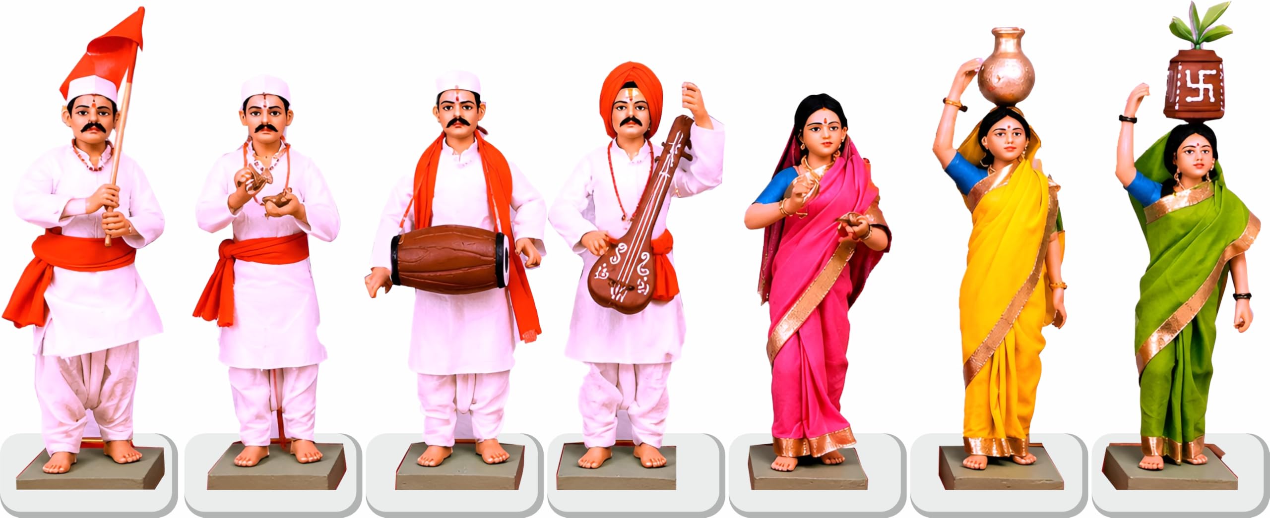 Premium Warkari Dindi Foam Sheet Idols Set for Ganpati & Home Decoration (6 Inch, Pack of 7)-image-12
