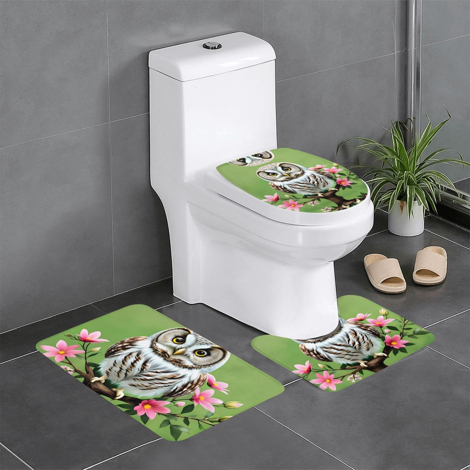 Tapis de bain antidérapants WHJDPP lot de 3 pour salle de bain rectangulaire U et O