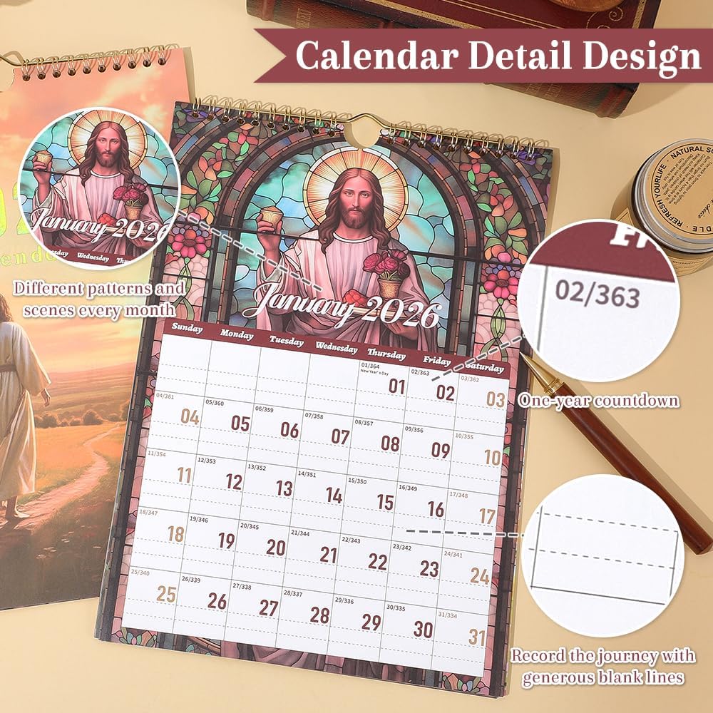 2026 calendar-wall calendar January-December Calendar Bible Theme wall calendar 11.7“ x 8.2” Wall Calendar ffor Office Home Planning & Organizing