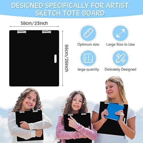 Miniatura 2 de Tenceur Tablero de dibujo de artista de 23 x 26 pulgadas, portátil, tablero de dibujo, portapapeles de arte, tablero de bocetos con mango integrado