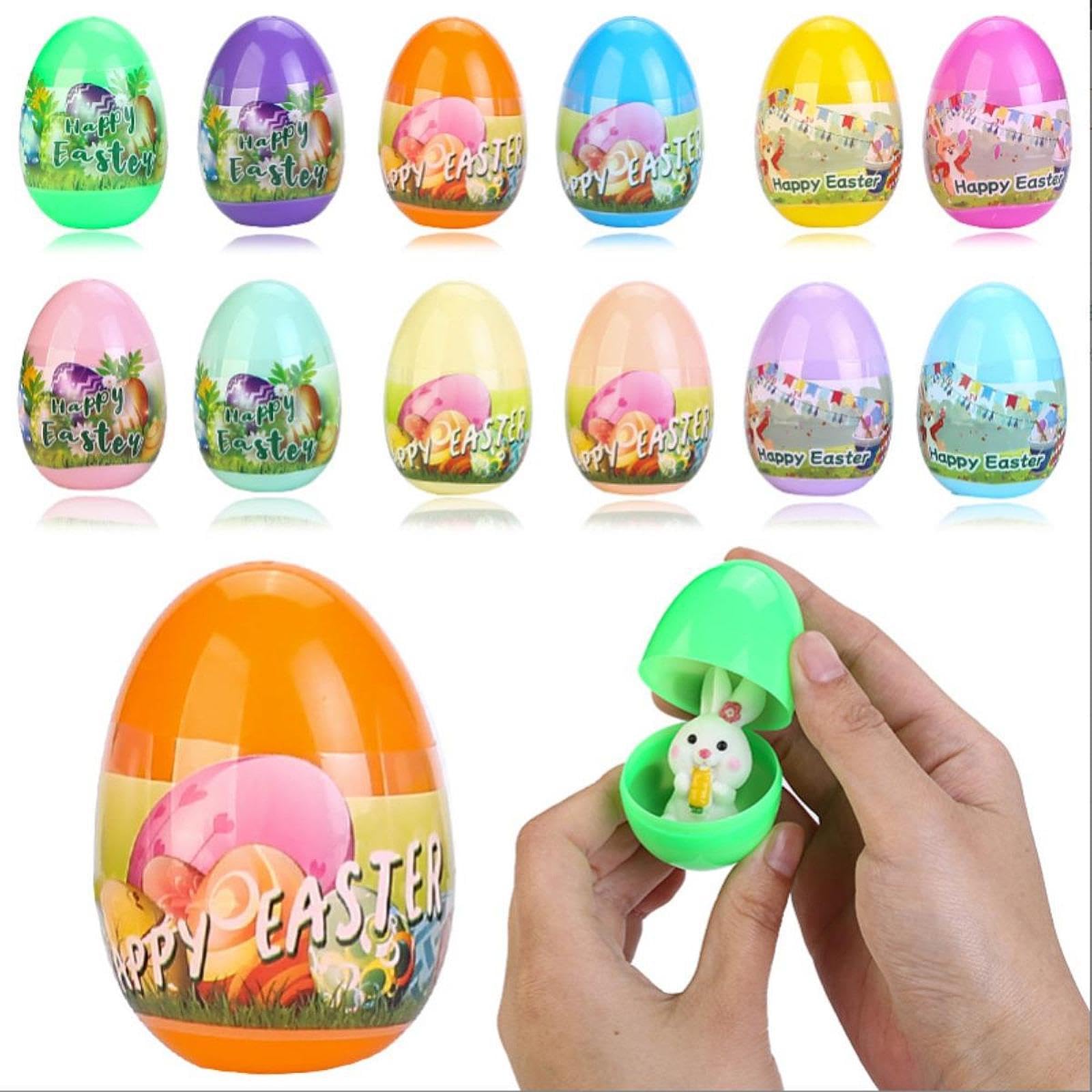 Baoblaze Uova di Pasqua con Coniglietti Giocattolo per Cestini Da Festa, 36 Pezzi