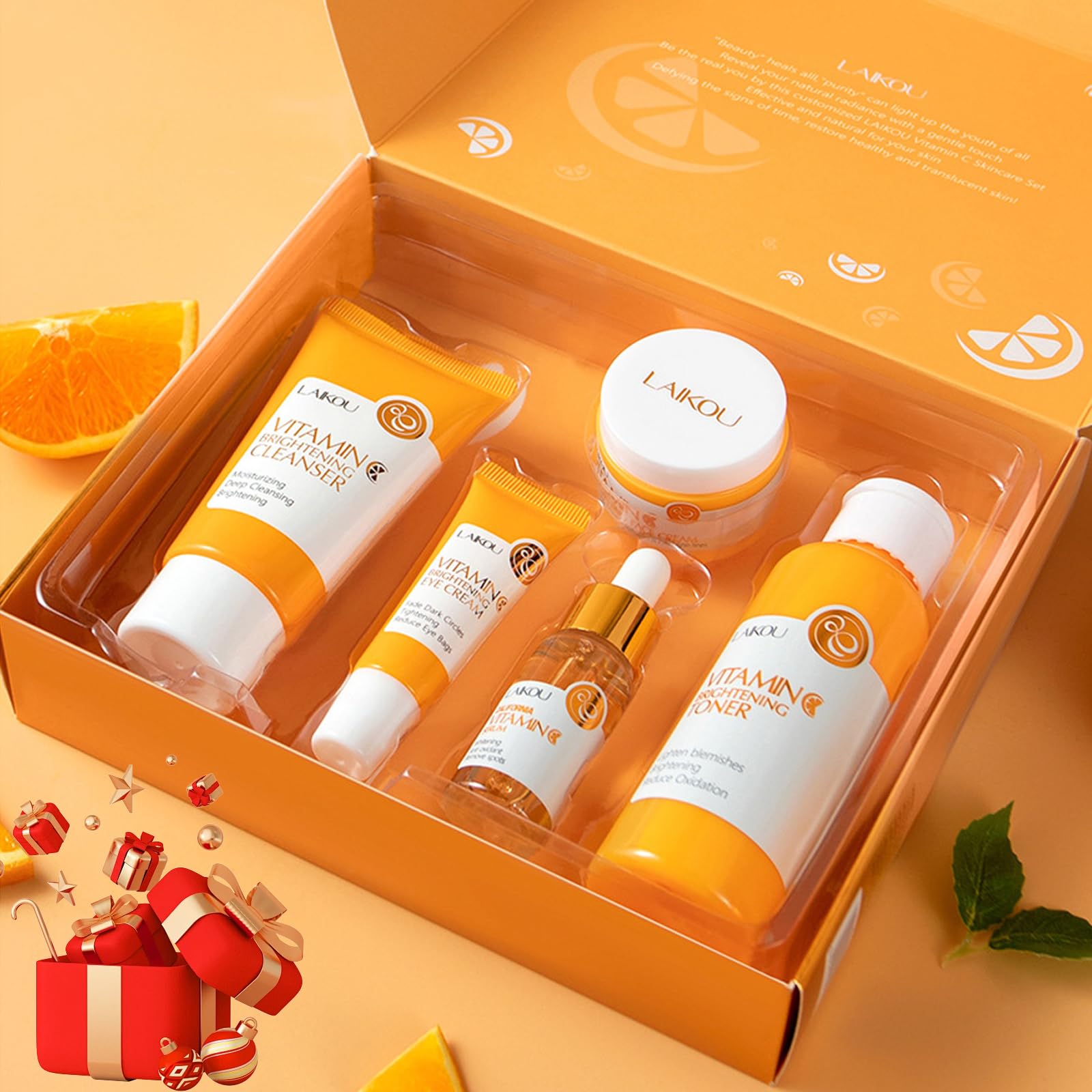 Skin Care Sets & Kits for Teenage Girls Gifts Vitamin C Skincare Set Simple Beauty Pamper Anti-Ageing,Brightening,Moisturising Gift Sets for Women Includes Cleanser-Toner-Serum-Eye Cream-Serum Cream - Image 3