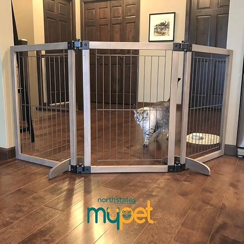 Miniatura 8 de MYPET North States - Puerta para mascotas Versa-Lock extra ancha independiente 24.5-72 pulgadas de ancho, puerta independiente para perros que se