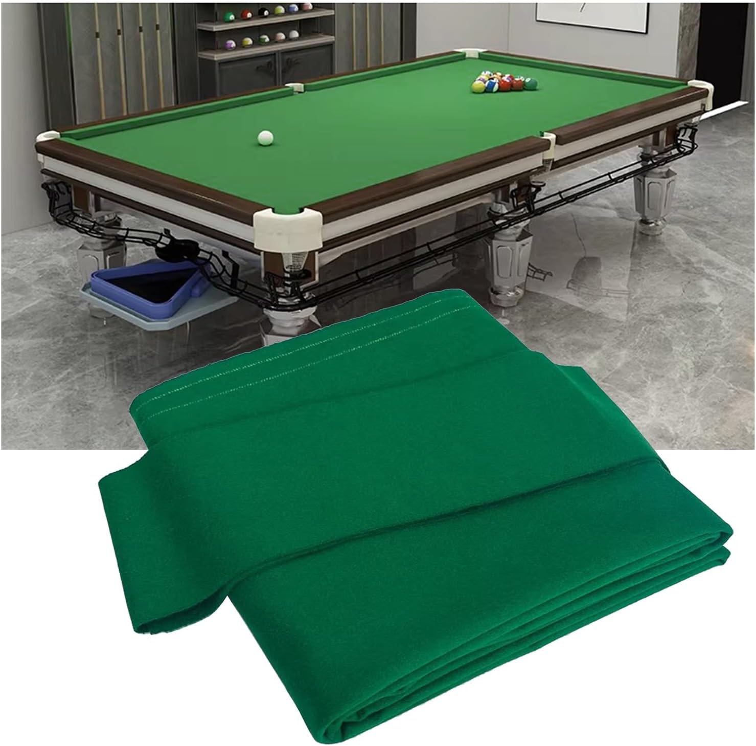 9FT/2.8M Fast Speed Pool Cloth Replacement Kit, Pre-Cut Billiard Table Felt for Home Bars Clubs, with 6 Cloth Strips