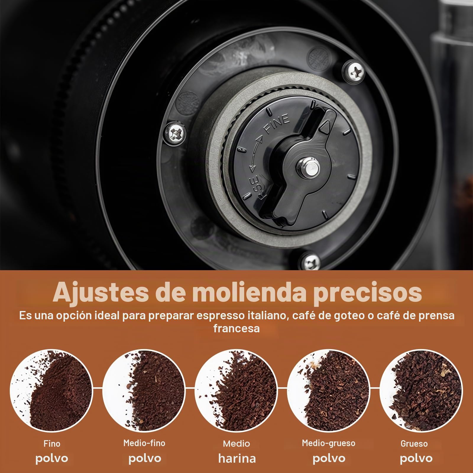 PORFOYO Molinillo de café eléctrico portátil con 38 ajustes de molienda, indicador de potencia digital, molinillo de café expreso recargable, molinillo de café expreso eléctrico