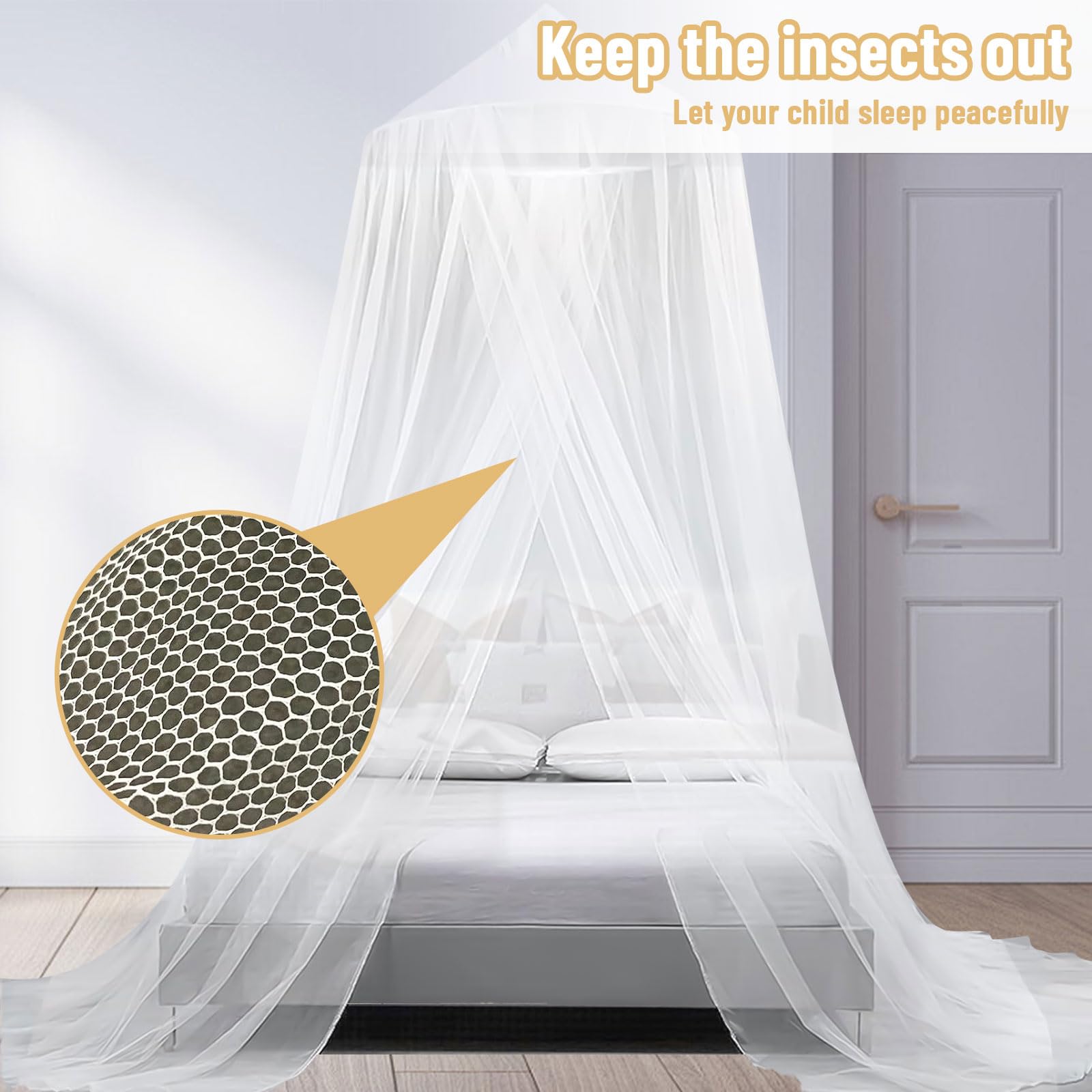 Moustiquaire de Lit Universelle, Auvent et Ciel de Lit pour Lits Simples et Doubles, Installation Rapide, Idéale pour la Chambre et Le Voyage