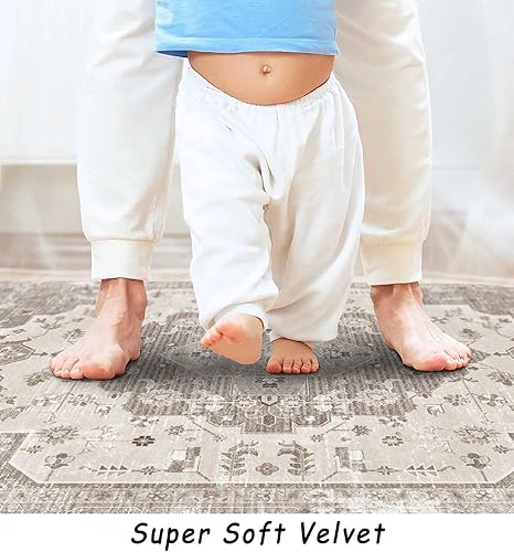 Miniatura 3 de Alfombra de pasillo lavable a máquina, 2 x 8 pies, alfombra de entrada para pasillo, alfombra bohemia de inspiración vintage, marfilenvejecido