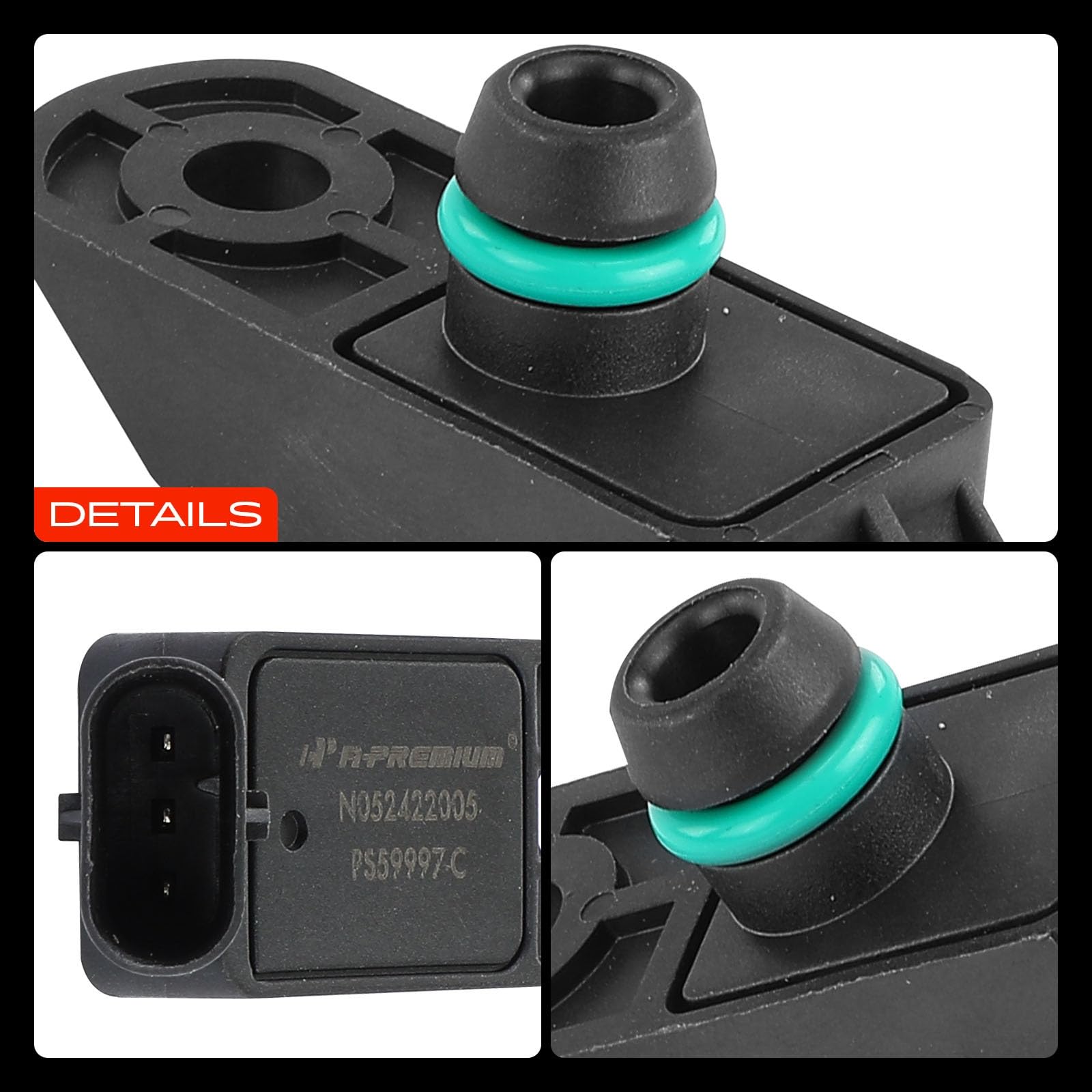 Frankberg Capteur de pression du collecteur d'admission V20720135 | Compatible avec: C4 II NC, DS5, 308 II L3 LB LH LP LW, M.i.n.i Cabriolet R57, 3008 SUV M4 MC MJ MR, DS3 Cabriolet SB